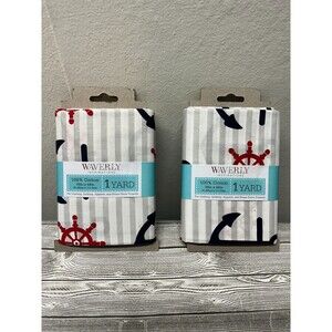 Waverly ANCHOR Sailing Boat 2 Yards Precut Fabric Cotton Quilting Nautica #10724